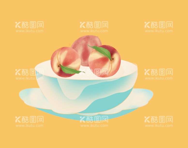 编号：74952312111917359159【酷图网】源文件下载-碗茶杯桃子