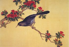 花枝工笔画复古传统背景素材