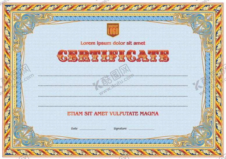 编号：98910309250616117031【酷图网】源文件下载-证书模板