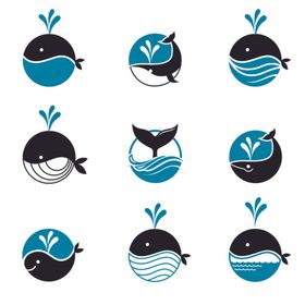 可爱鲸鱼图标集合