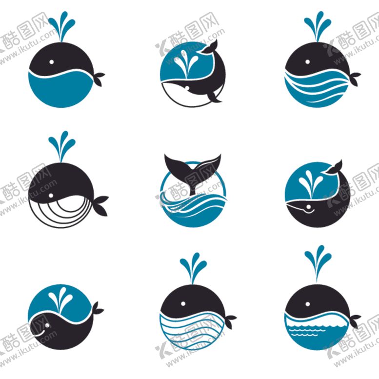 编号：97497104040131302241【酷图网】源文件下载-可爱鲸鱼图标集合