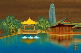 中国风海报背景潮创意古典神话意境装饰画