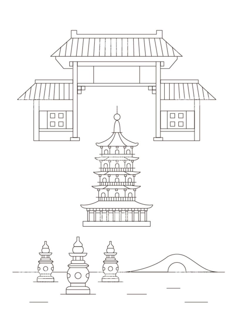 编号：40128909121908368230【酷图网】源文件下载-杭州地标建筑文艺