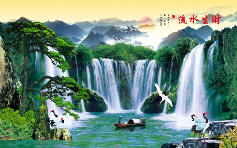 编号：93069406301651097934【酷图网】源文件下载-流水生财背景墙