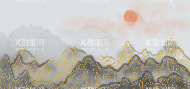 编号：17193711181846268882【酷图网】源文件下载-烫金山水壁画