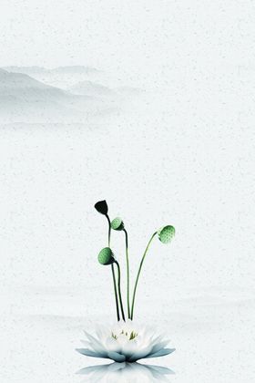 中国风背景水墨画展板森系古