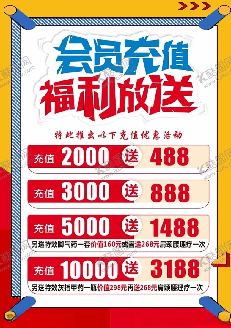 编号：40749001201833371802【酷图网】源文件下载-会员充值福利放送海报