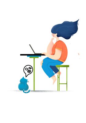 卡通女孩和猫