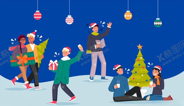 编号：27865207021319547205【酷图网】源文件下载-雪地庆祝圣诞男女