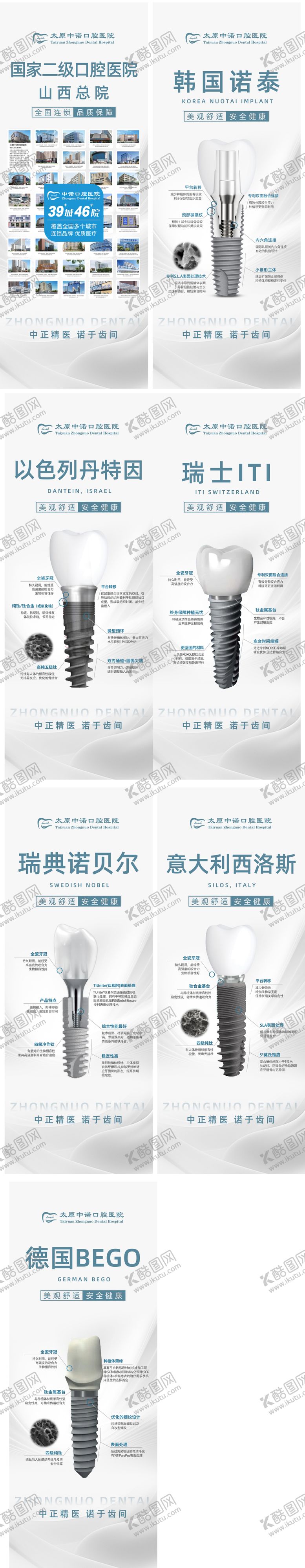 编号：75066001041231018640【酷图网】源文件下载-口腔医院各类种植体系列海报