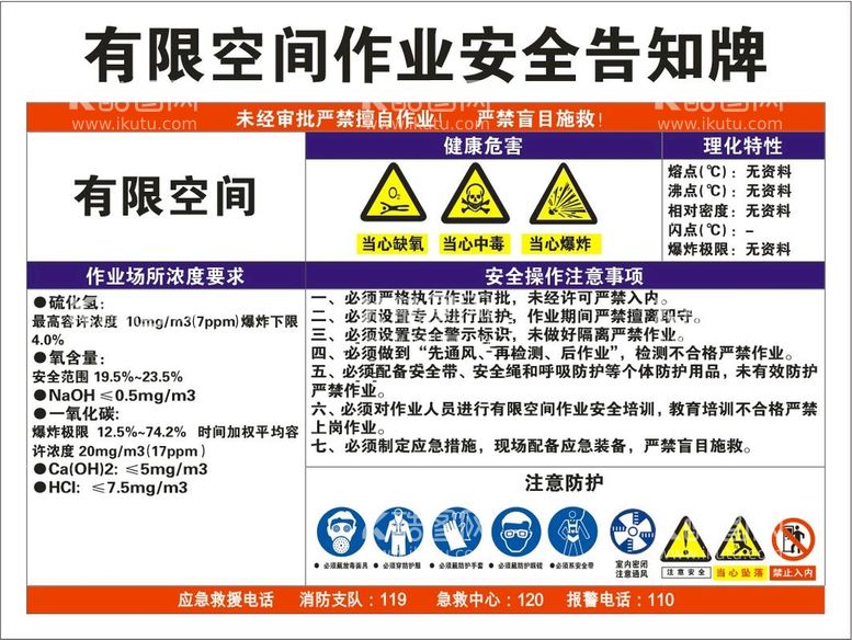 编号：27001310170442379062【酷图网】源文件下载-有限空间告知牌