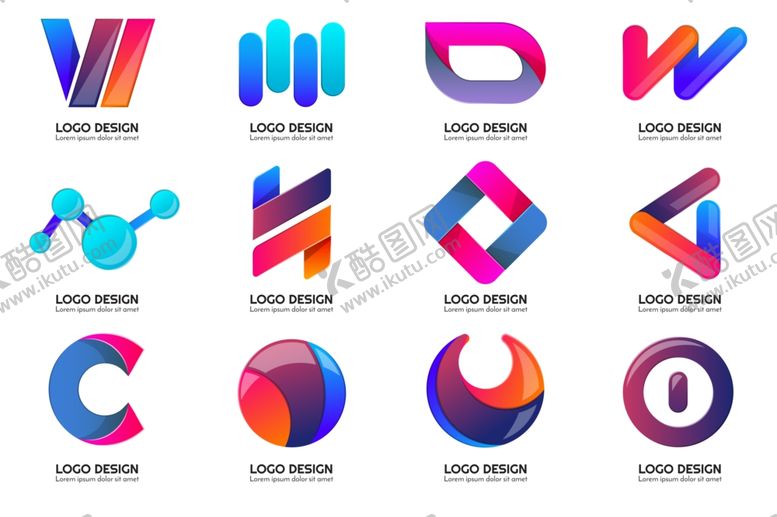 编号：53673404050554234642【酷图网】源文件下载-多样创意几何图形标志设计