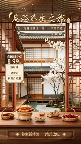 足浴足道养生spa直播间贴片图
