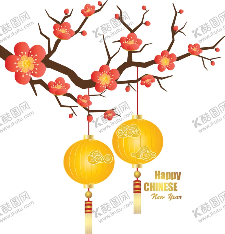 编号：58026704242205209582【酷图网】源文件下载-中国风灯笼梅花元素PNG