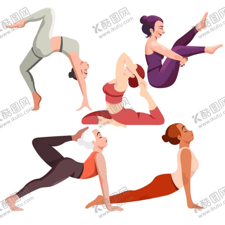 编号：87453209162321466043【酷图网】源文件下载-瑜伽女性卡通素材