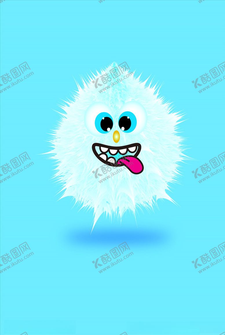 编号：78429810271320485337【酷图网】源文件下载-冰蓝毛球卡通插画