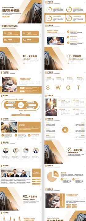 黄色商业融资计划书企业介绍PPT模版