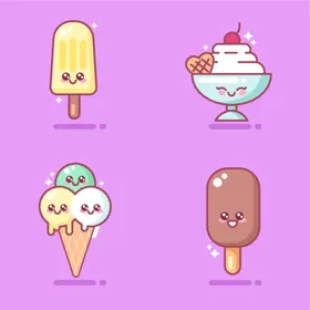 卡通冰淇淋冷饮雪糕食物夏日食品