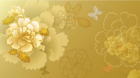 喜鹊烫金装饰元素祥云牡丹花红色金色