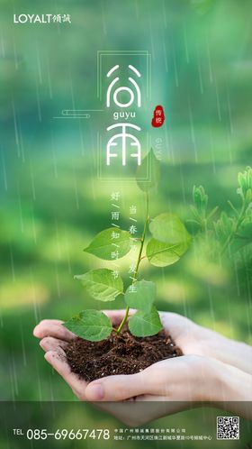 绿色谷雨节气移动端海报