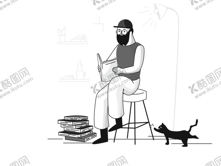 编号：36481812182310004967【酷图网】源文件下载-手绘 插图 工作 插画 黑白 