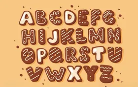 英文字母数字设计彩色卡通