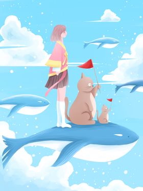创意卡通插画图案梦幻竖版温馨