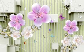 浮雕花花藤背景墙