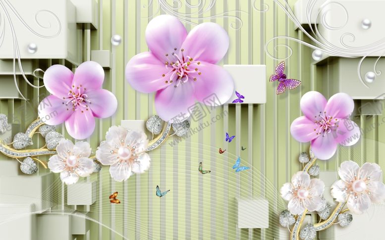 编号：66061809250738086080【酷图网】源文件下载-浮雕花花藤背景墙