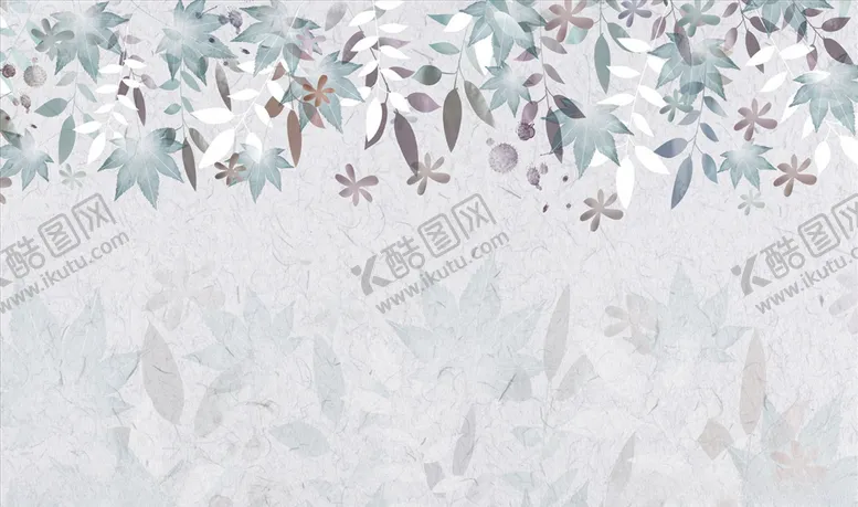 编号：29243304190934421934【酷图网】源文件下载-水墨画花藤背景墙