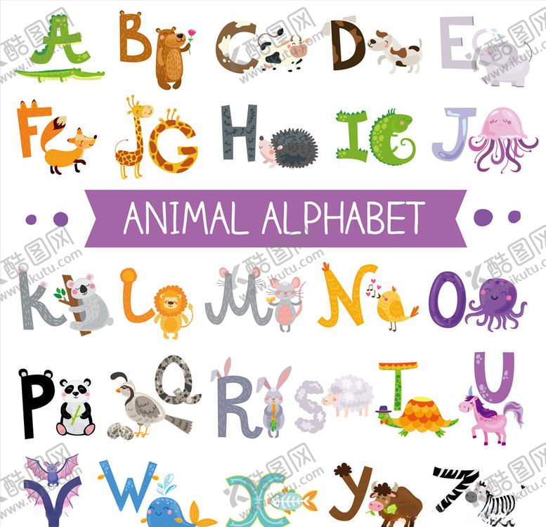 编号：97358509251940286631【酷图网】源文件下载-动物字母