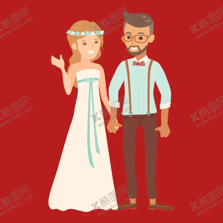 编号：67502402030042009717【酷图网】源文件下载-手绘结婚男女