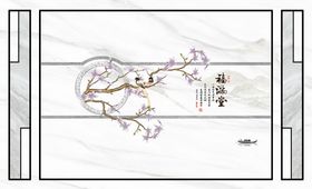 编号：71546309231938270972【酷图网】源文件下载-花鸟画玉兰花小船福满堂背景墙