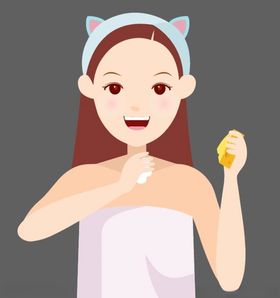 美女洗脸护肤美容步骤矢量