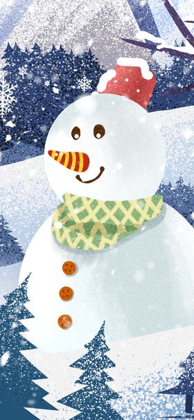 雪人插画竖版