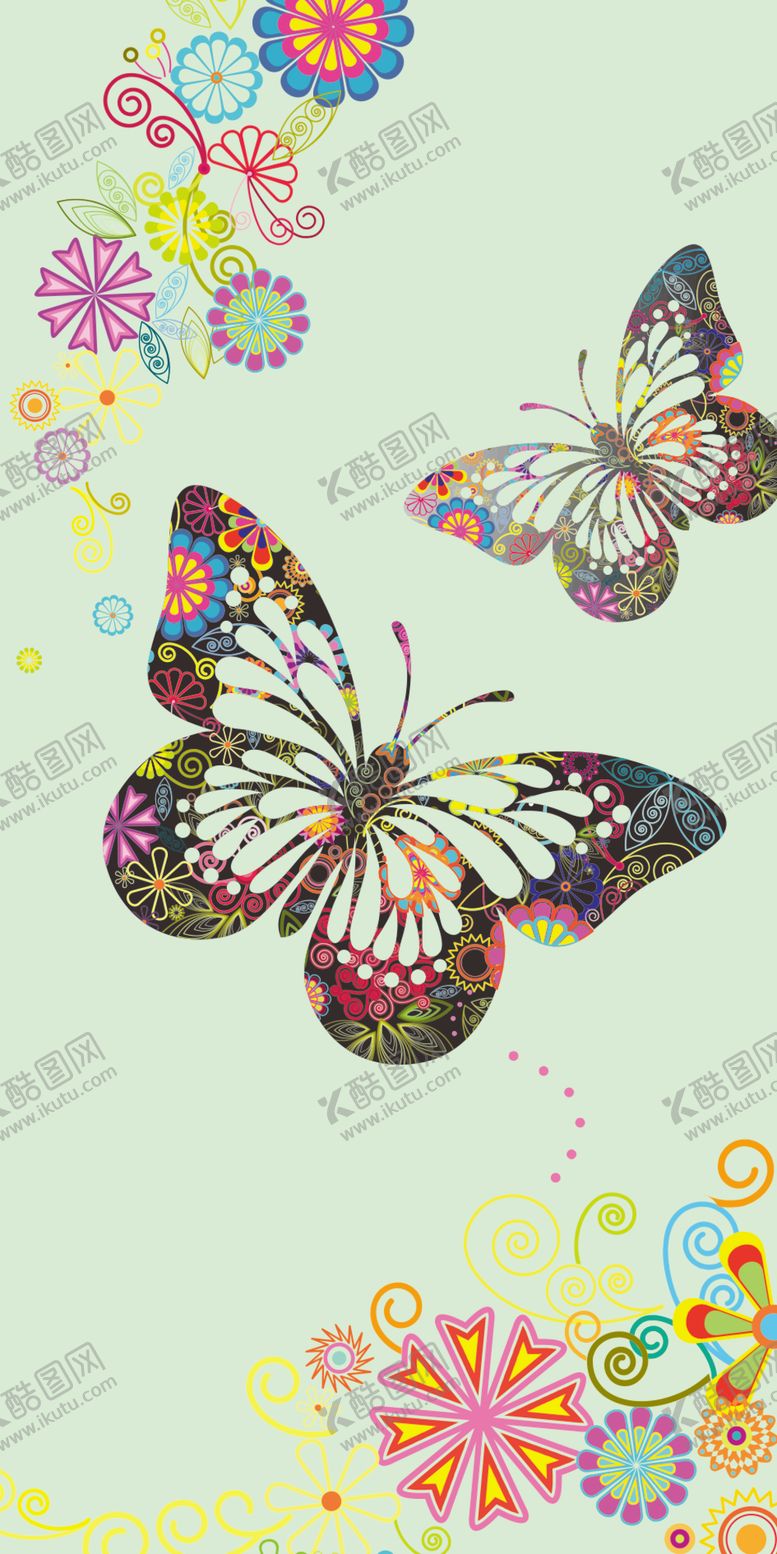 编号：19243010040232026635【酷图网】源文件下载-蝴蝶花纹手机壳渐变炫彩