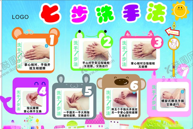 编号：59236809230821078136【酷图网】源文件下载-矢量七步洗手法