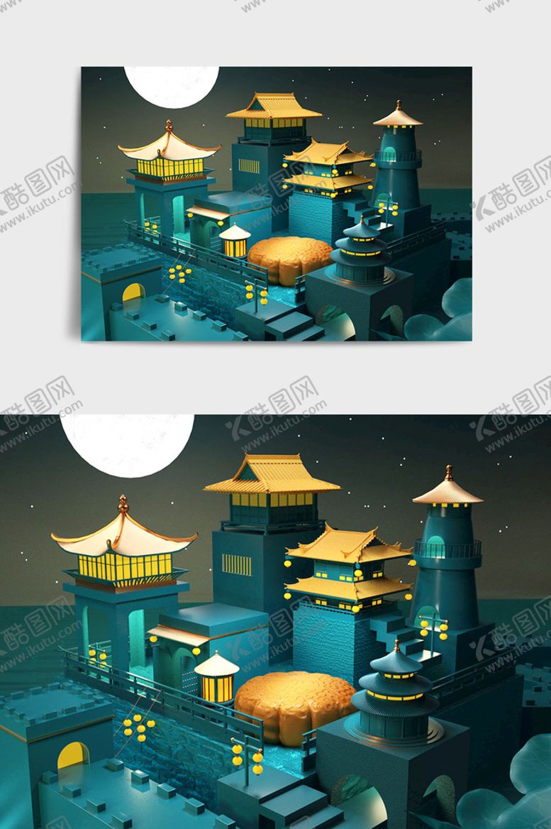 编号：22258501181947518854【酷图网】源文件下载-古建筑中秋