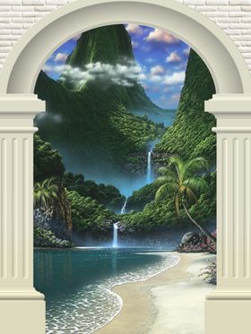罗马柱山水玄关画