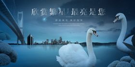 梦幻天鹅湖中的城市美景