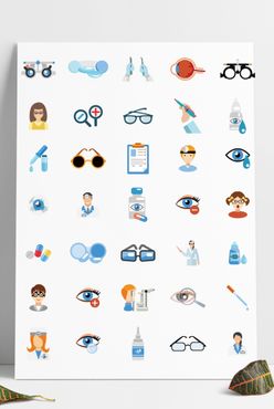 扁平化眼睛眼科医生医用品图标卡