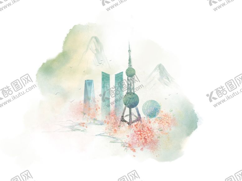 编号：48464307042242506267【酷图网】源文件下载-城市建筑清新插画背景素材