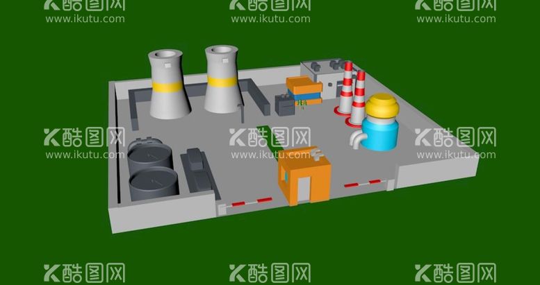 编号：73283811261923566532【酷图网】源文件下载-厂房烟冲3D上色门岗C4D