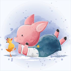 可爱卡通小清新画册封面设计独角小白马