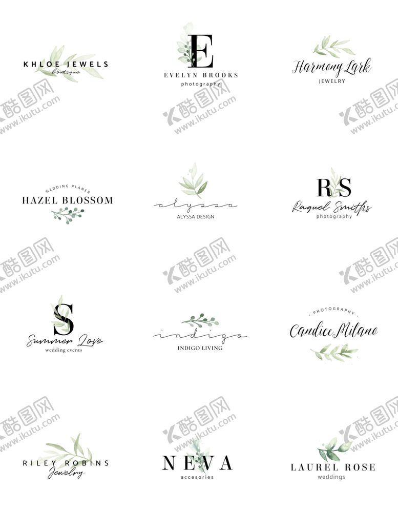 编号：48918309212109302383【酷图网】源文件下载-婚礼logo字母英文植物