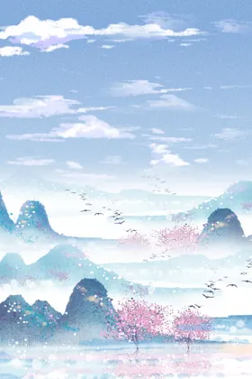 中国风背景山水画古水墨画