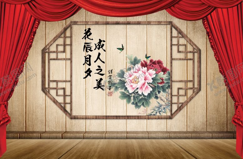 编号：47554410310552369583【酷图网】源文件下载-婚礼现场舞台迎宾区场景布置