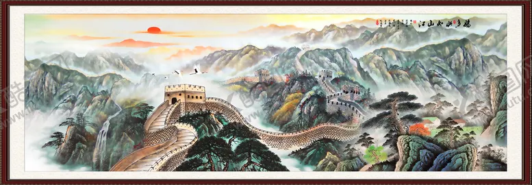 编号：48630209210954048531【酷图网】源文件下载-巨幅长城国画