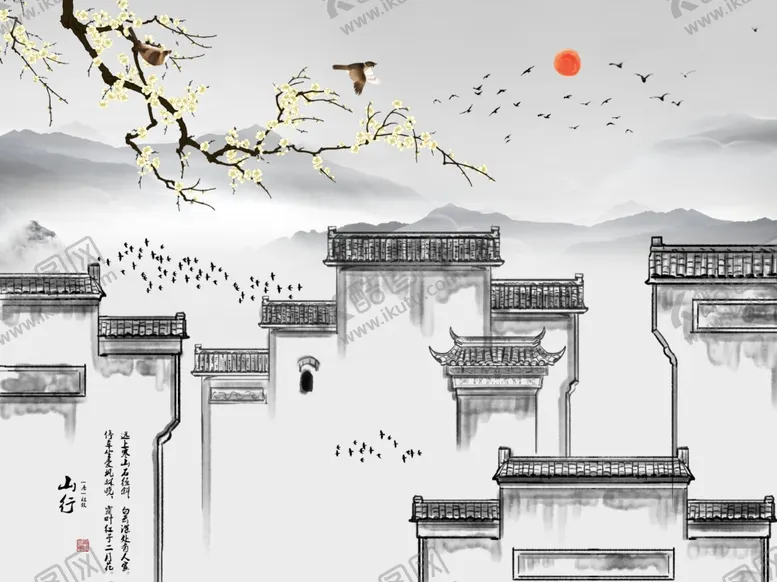 编号：68837706250724555720【酷图网】源文件下载-江南水乡马头墙背景