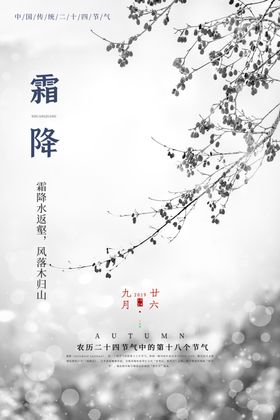霜降海报节日分层素材页